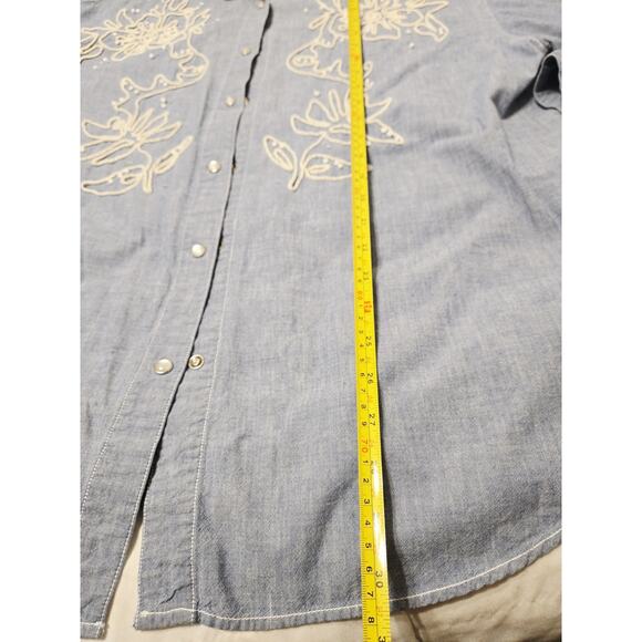 Vtg Carole Little Sz L Blue Western Embroidered Blouse Shirt Cotton Preppy Fairy - Picture 6 of 8